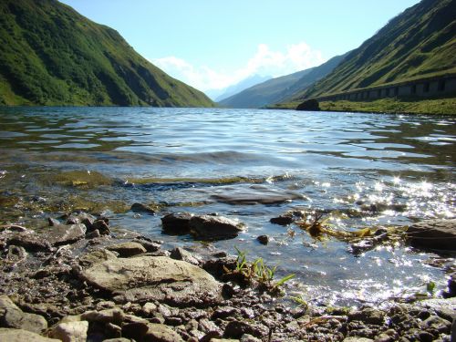 water mountain stones