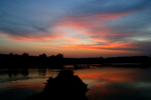 water sunset in the evening