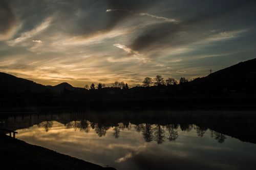 water reflection lake sunrise