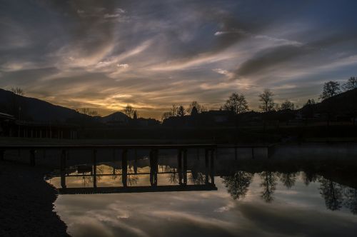 water reflection lake sunrise