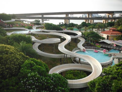 water slide water park park playing with water