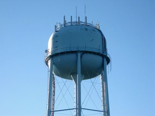 water tower blue water