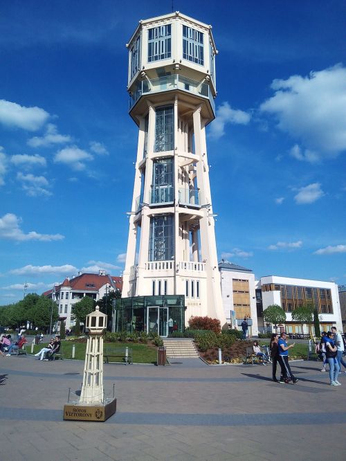 water tower main square in siofok summer