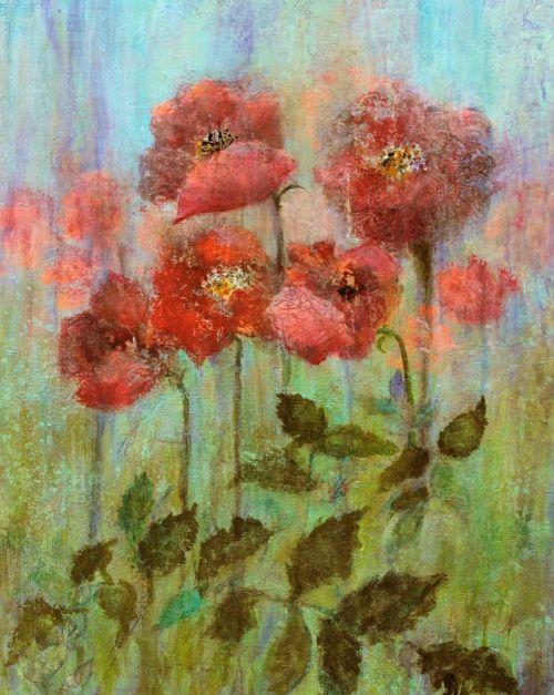 watercolor flowers red