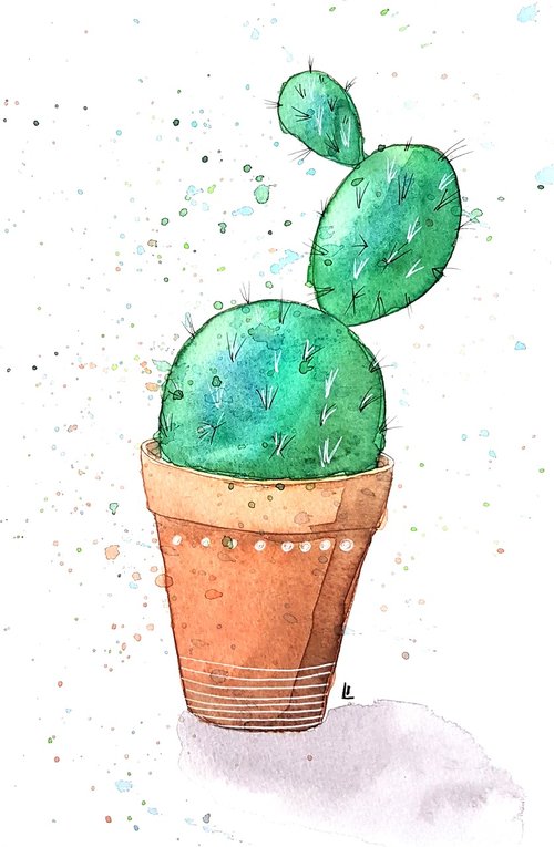 watercolor  cactus  plant