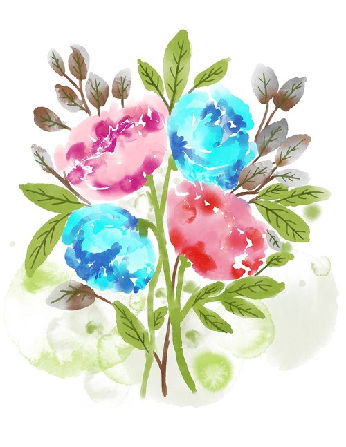 watercolor flowers  bouquet  watercolour