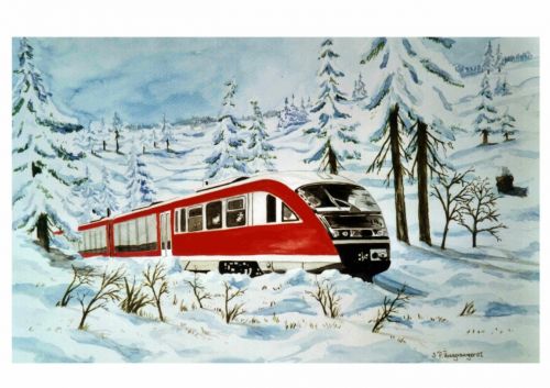 watercolour painting train