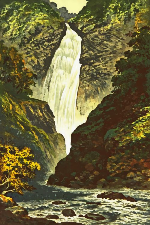 waterfall painting nature
