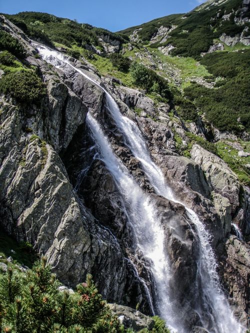 waterfall mountains nature