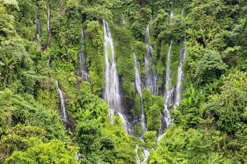 waterfall mountains nature