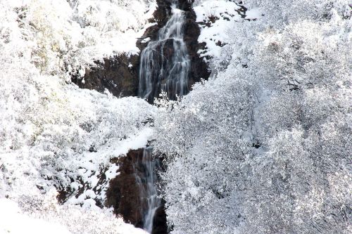 waterfall snowy landscape nature