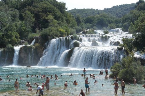 waterfall krka visitors