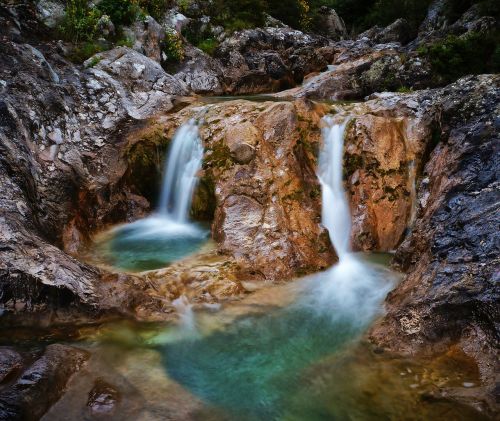 waterfall mountains nature