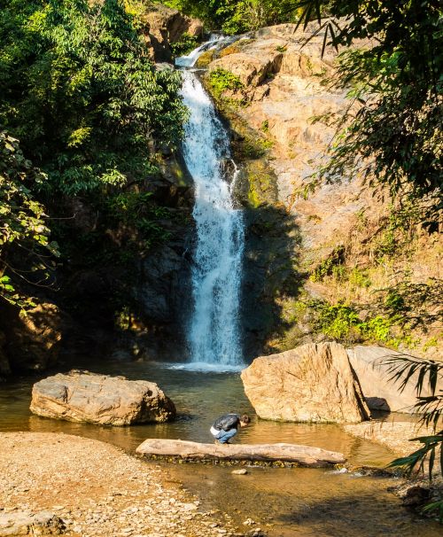 waterfall river landscape mountains