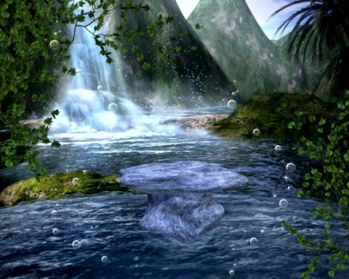 waterfall magical enchanted