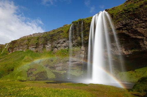 waterfall iceland rainbow