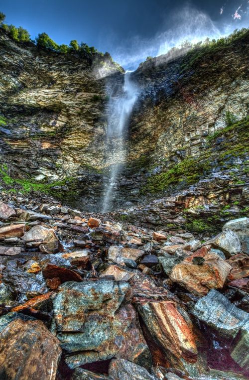 waterfall mountains landscape