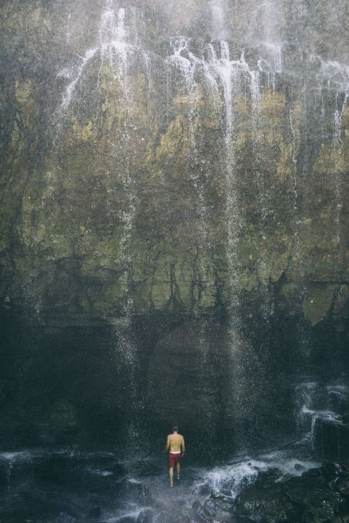 waterfall rocks landscape