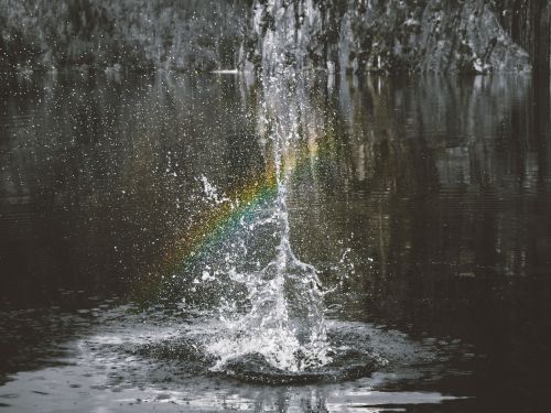 waterfall black and white rainbow