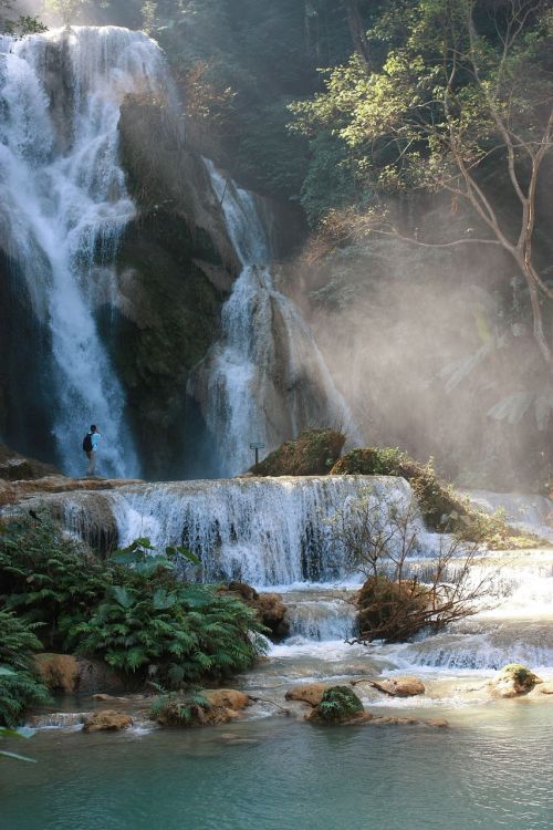 waterfall laos green