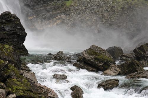 waterfall fog landscape