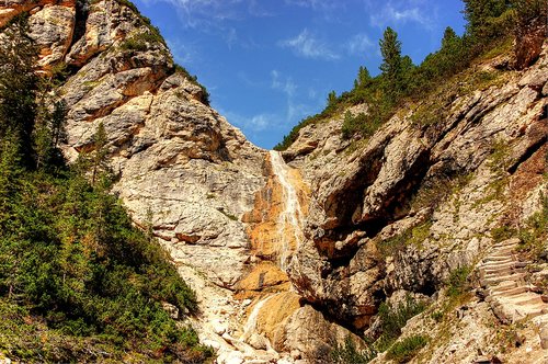 waterfall  dolomites  landscape