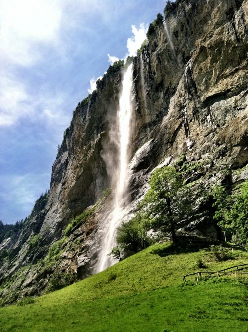 waterfall mountain scenery