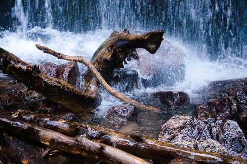 waterfall  water  stones