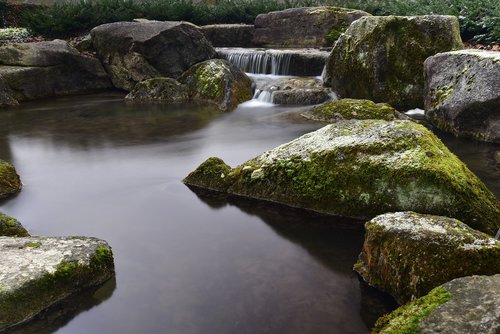 waterfall  water  stones