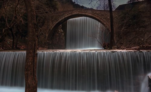 waterfall  river  bridge