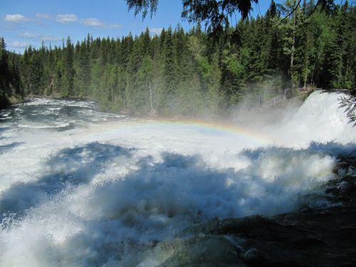 waterfall rainbow nature