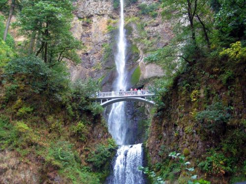 waterfall bridge cliffs