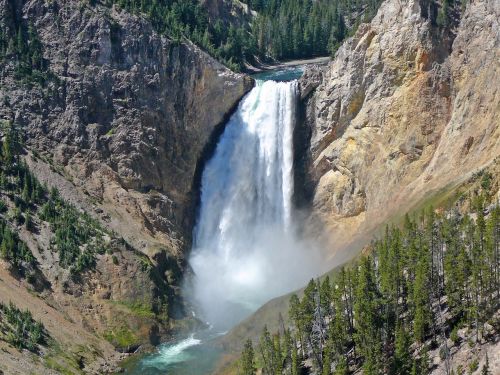 waterfall river yellow stone