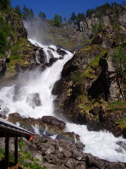 waterfall norway mountains