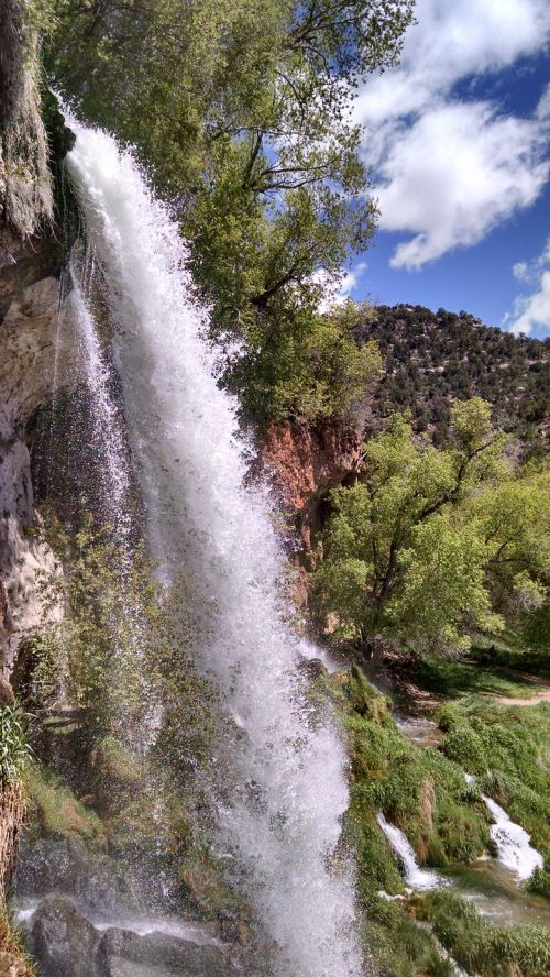 waterfall sky mountain