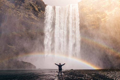 waterfall rainbow spray