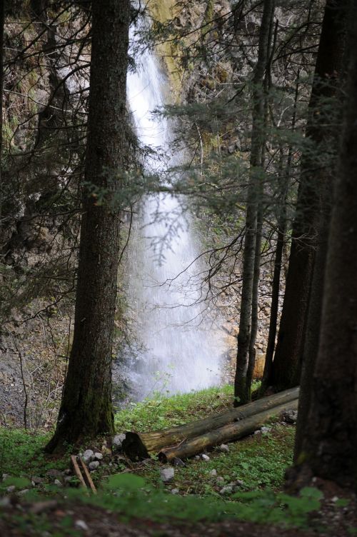 waterfall mountains forest