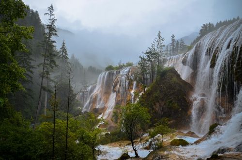 waterfalls mountains nature