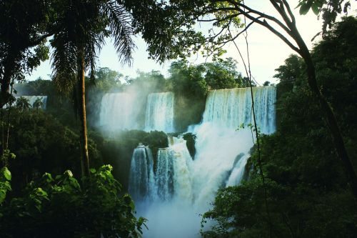 waterfalls green grass