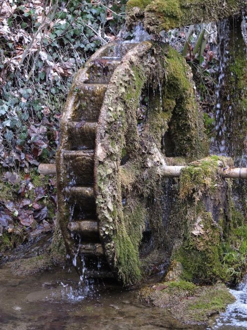 waterwheel old mill moss