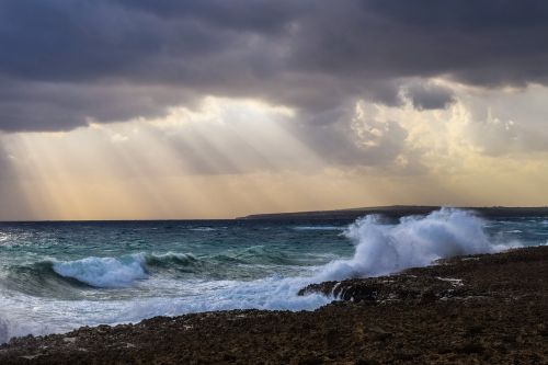 waves storm clouds