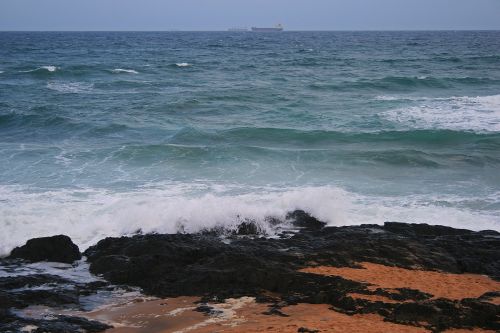 Waves Breaking Over Rocks