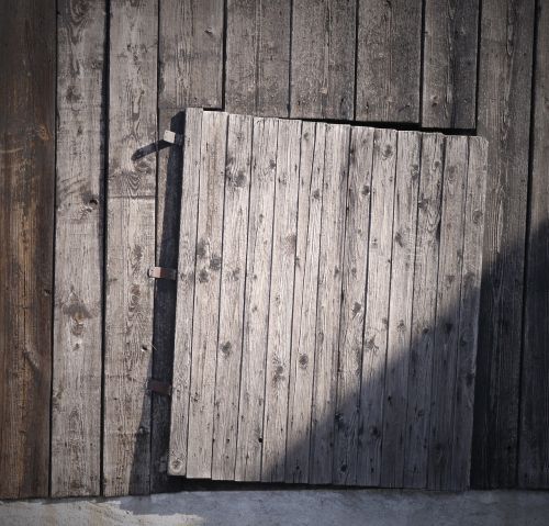 weathered wood door