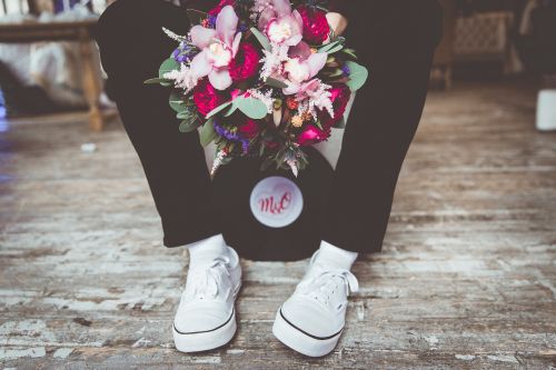 wedding bouquet gym shoes