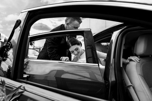 wedding car wedding black and white