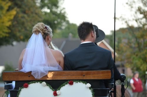 wedding bride and groom coach