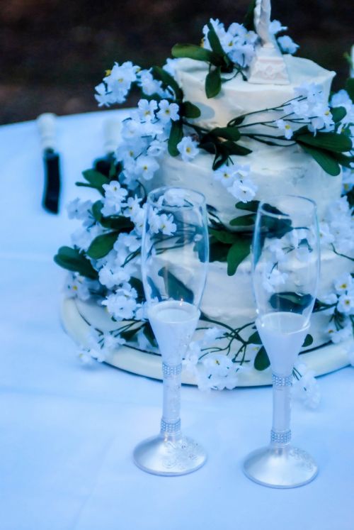 Wedding Cake With Wine Glass