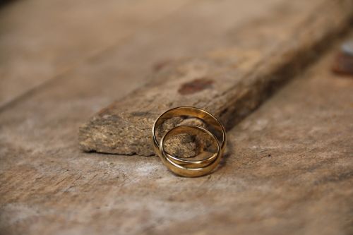 wedding rings gold rings wood