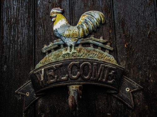 welcome sign cock door
