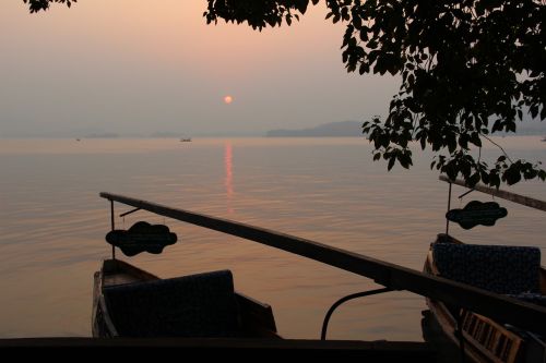 west lake ship sunset